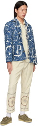 HARAGO Off-White & Navy Kantha Jacket