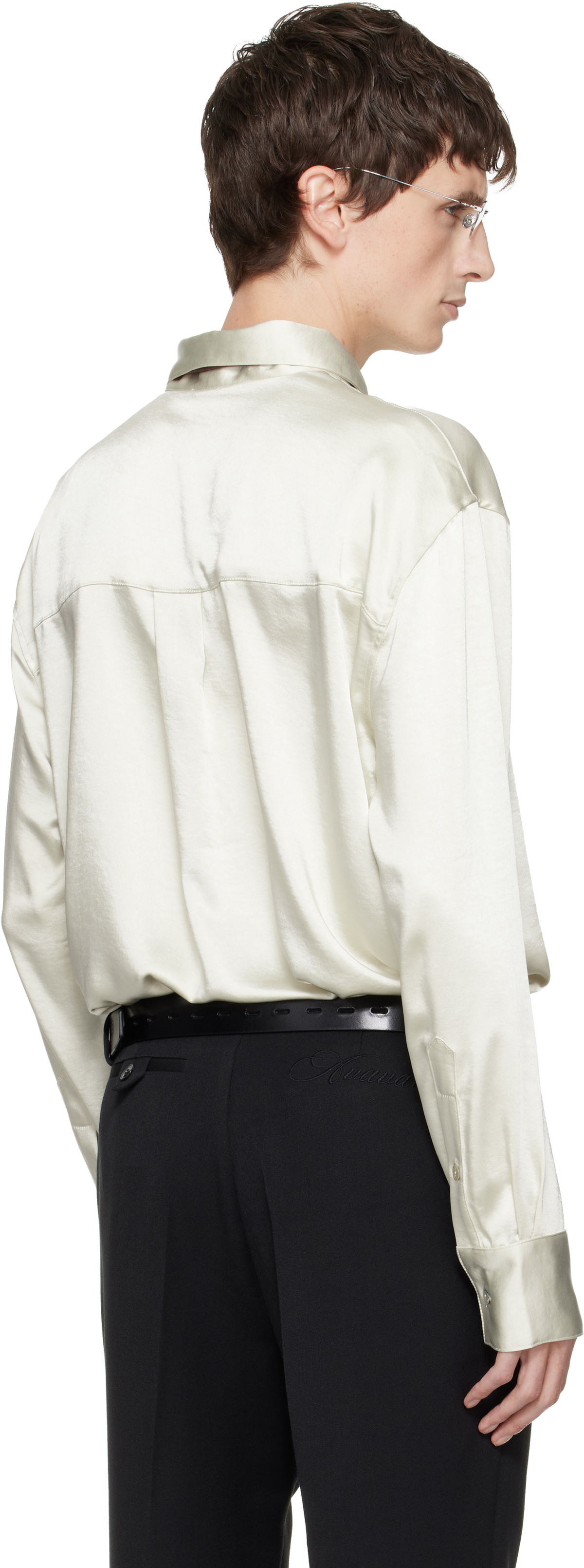 AVAVAV Off-White X-Ray Printed Satin Button-Up Shirt