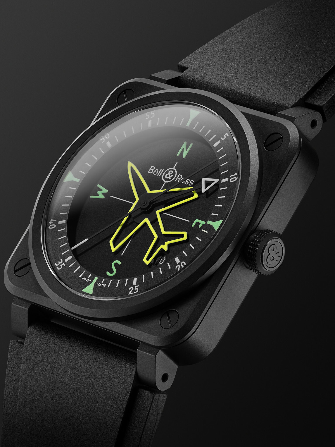 Bell & Ross - BR 03 Gyrocompass Limited Edition Automatic Ceramic Watch, Ref. BR03A-CPS-CE/SRB