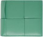 Bottega Veneta Green Intreccio Bifold Wallet