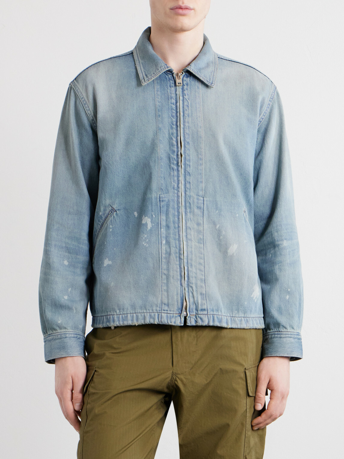 FULLCOUNT - Distressed Denim Zip-Up Jacket - Blue