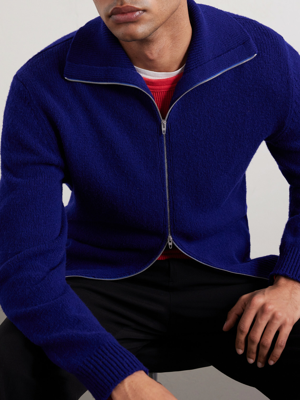 Jil Sander - Zip-Up Wool- Blend Sweater - Blue Jil Sander