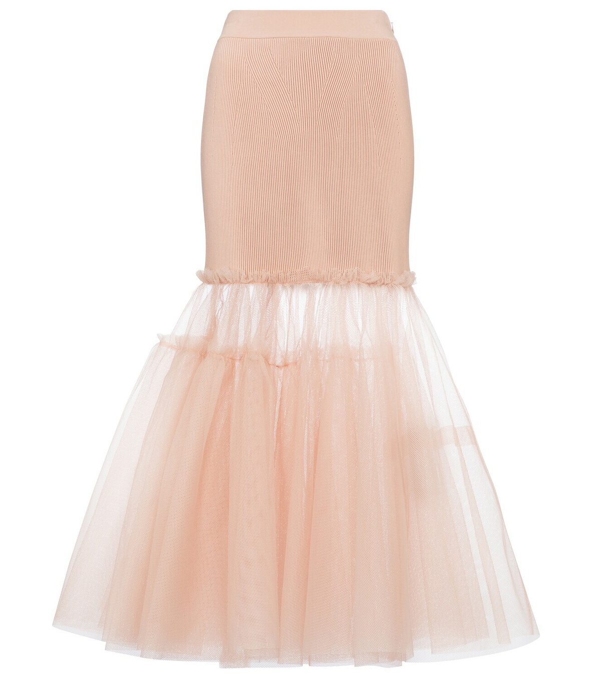 Alexander McQueen Tulle-trimmed midi skirt