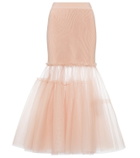 Alexander McQueen Tulle-trimmed midi skirt