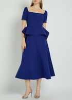 Roland Mouret Peplum-hem Crepe Midi Dress Blue