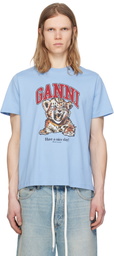 GANNI Blue Basic Jersey Tiger Relaxed T-shirt