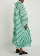Issey Miyake Striped Pleated Woven Coat Green