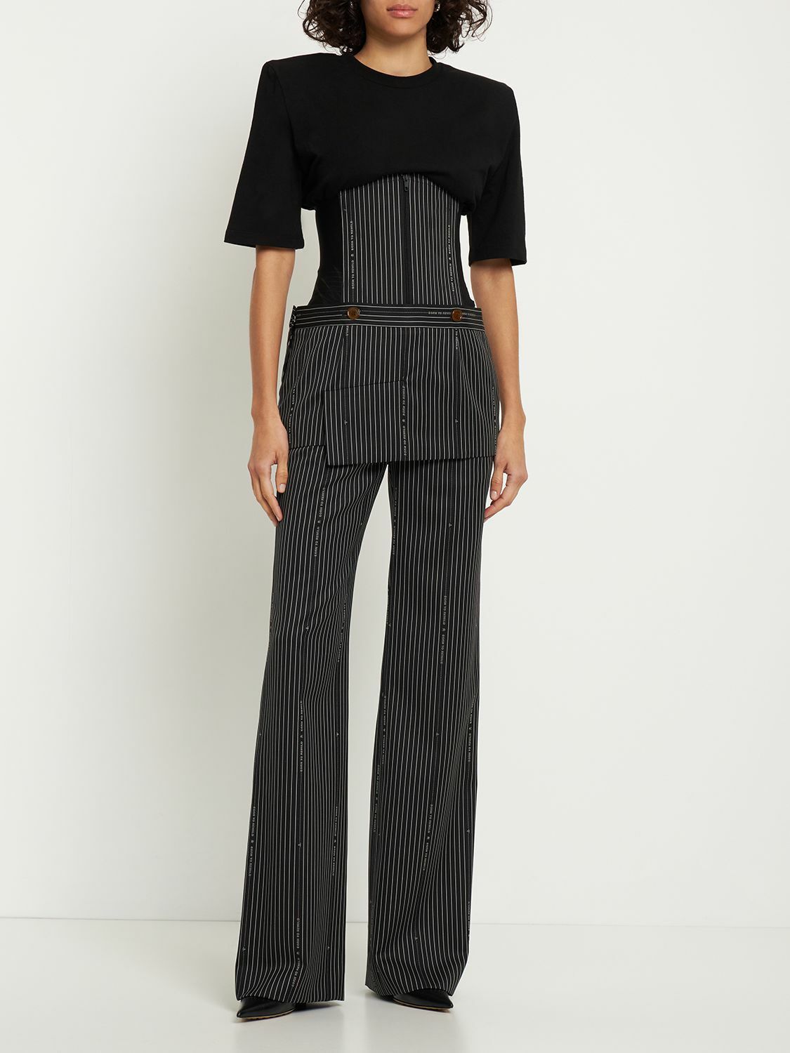 VIVIENNE WESTWOOD Foam Pinstripe Wool Corset Mini Skirt