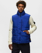 Stone Island Sleeveless Realdown Jacket Garment Dyed Crinkle Reps Recycled Nylon Blue - Mens - Vests