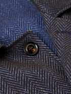 PIACENZA 1733 - Herringbone Wool, Linen and Cashmere-Blend Overshirt - Blue