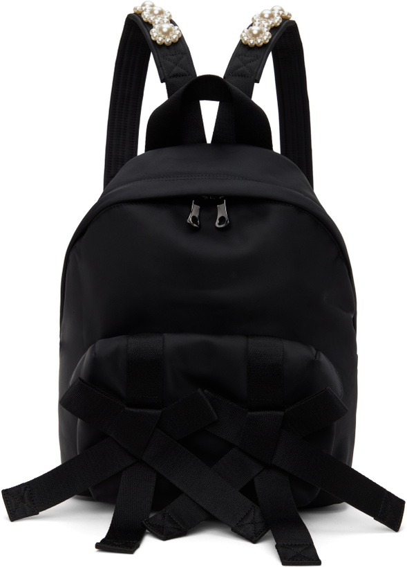 Photo: Simone Rocha Black Beaded Utility Bow Backpack