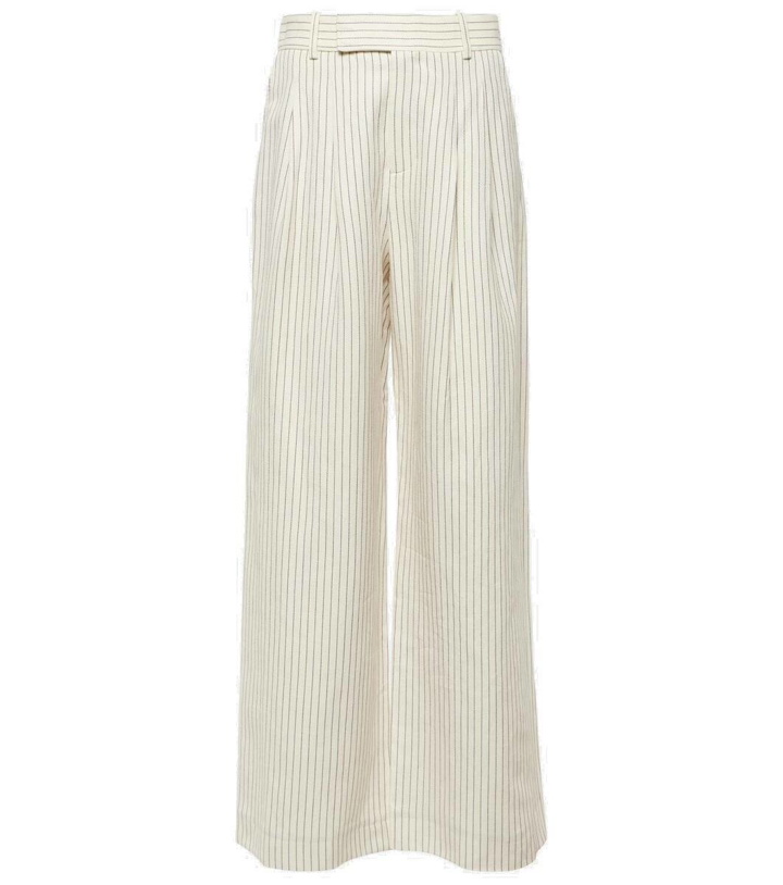 Photo: Frame Mid-rise cotton and linen wide-leg pants