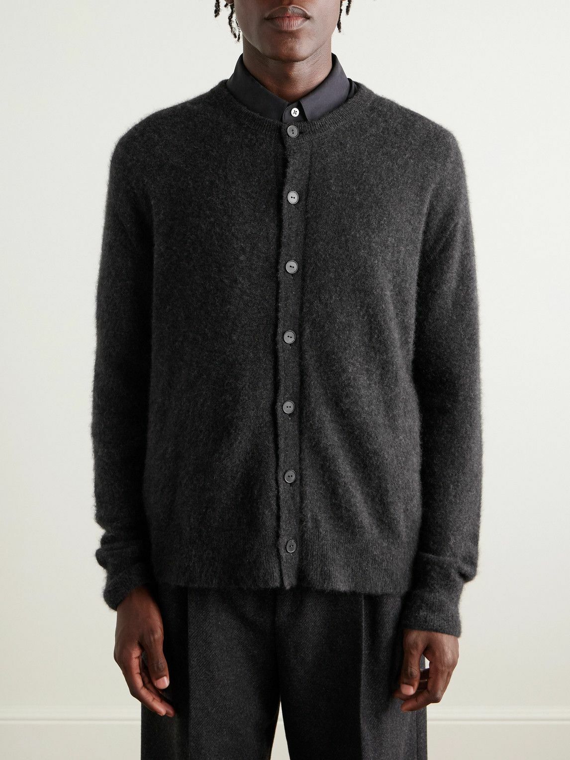 The Row - Danube Brushed Cashmere and Silk-Blend Cardigan - Gray