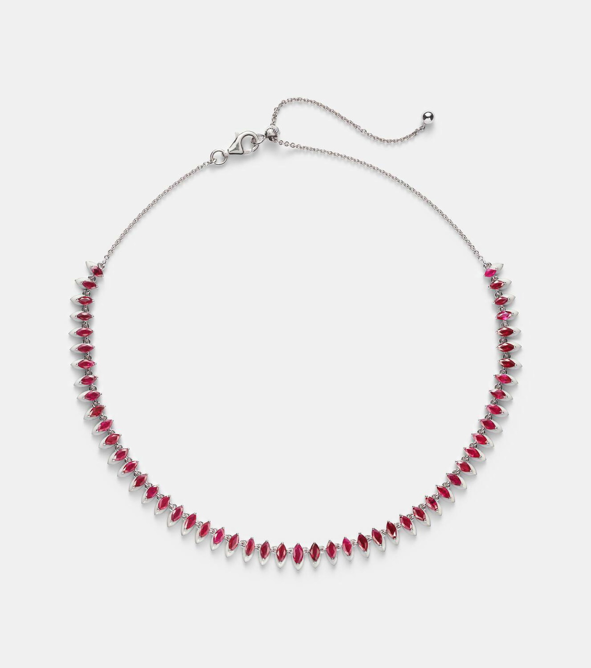 Kamyen 18kt white gold choker with rubies