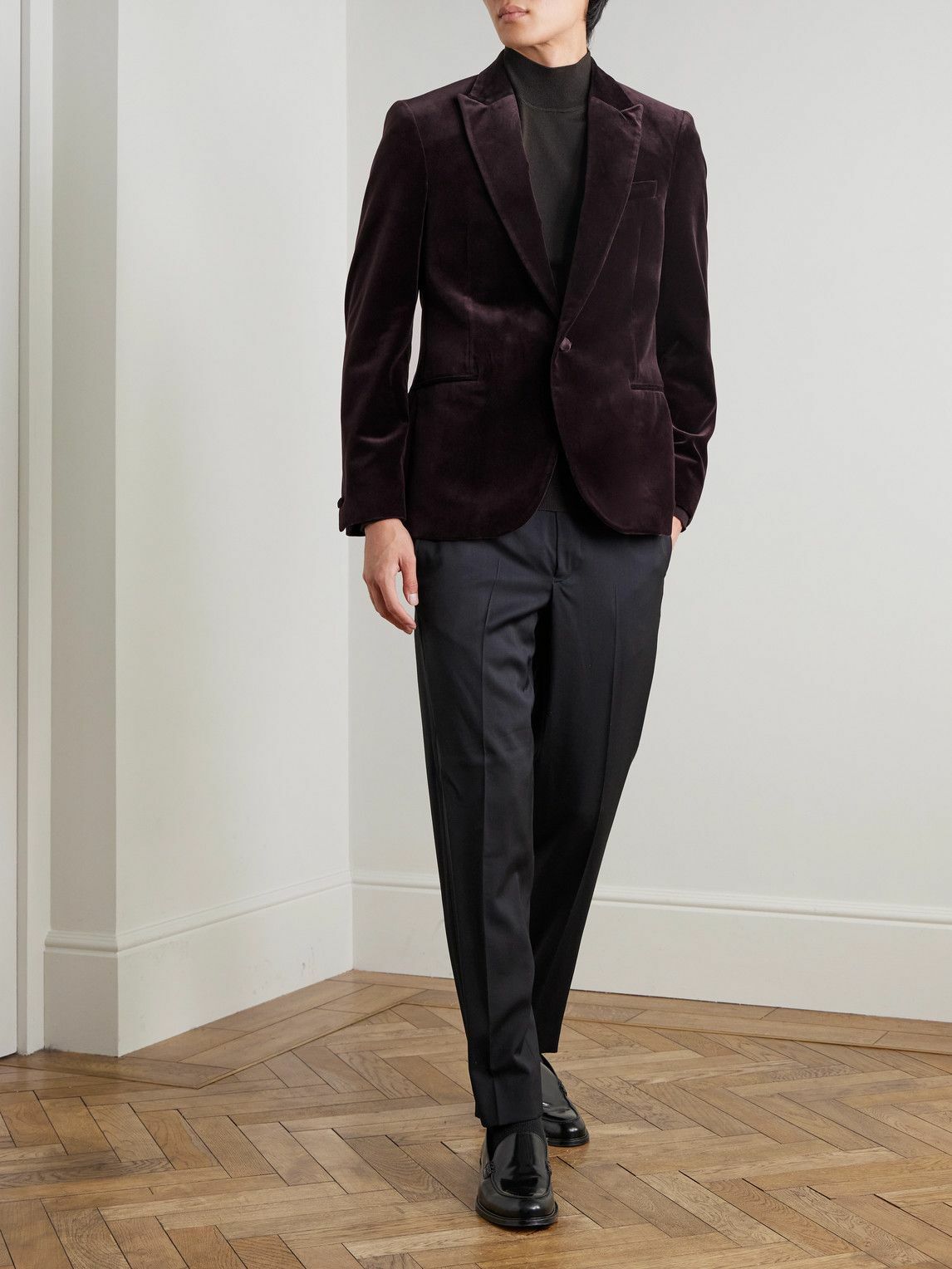 Mr P. - Slim-Fit Cotton-Velvet Tuxedo Jacket - Brown