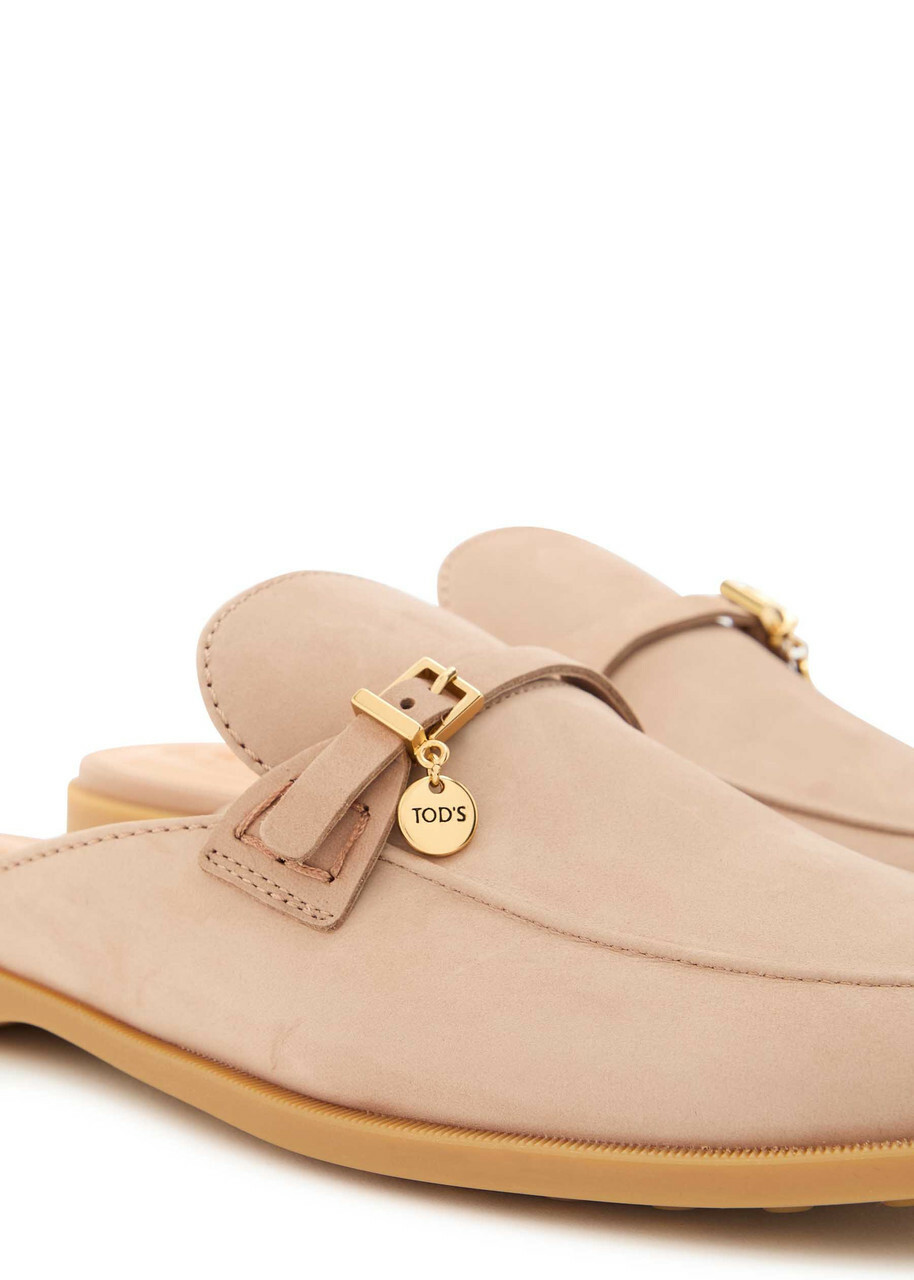 Tods Gom.leg Nubuck Sliders Camel