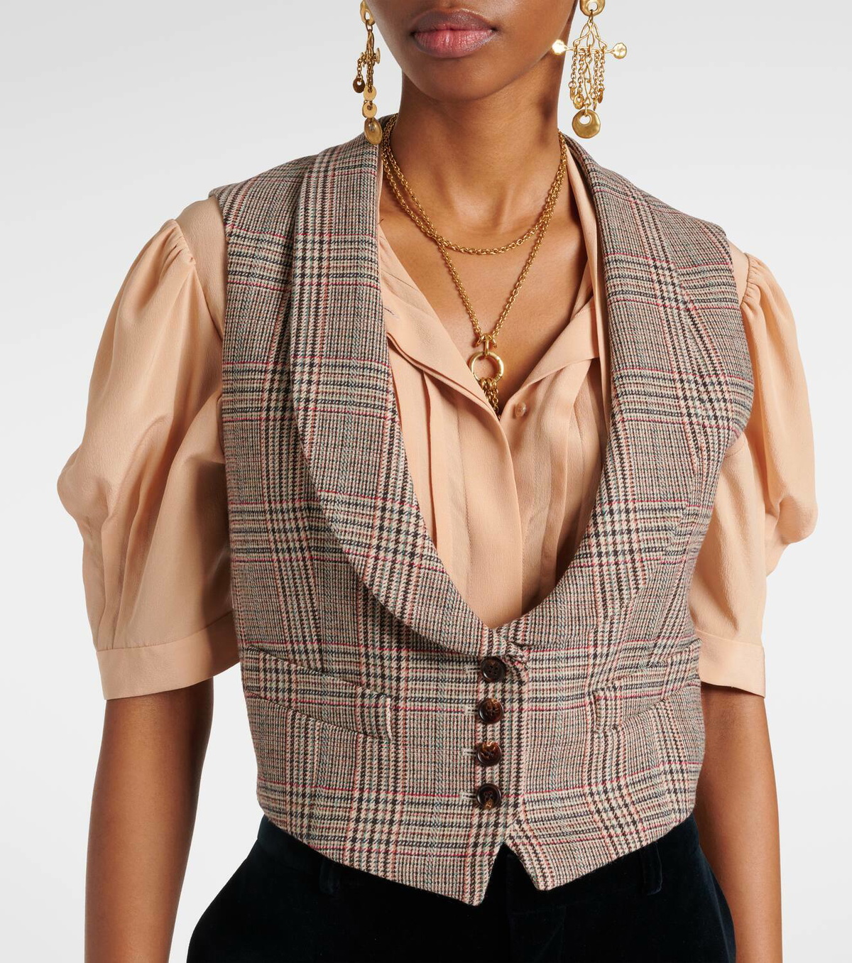 Chloé Prince of Wales wool-blend waistcoat