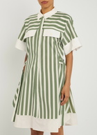 3.1 Phillip Lim Striped Cotton-blend Mini Dress White And Green