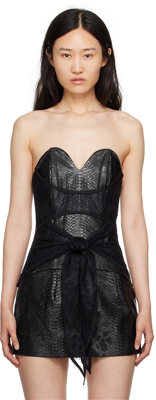 Photo: KIM SHUI Black Snake-Embossed Faux-Leather Tank Top