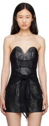 KIM SHUI Black Snake-Embossed Faux-Leather Tank Top