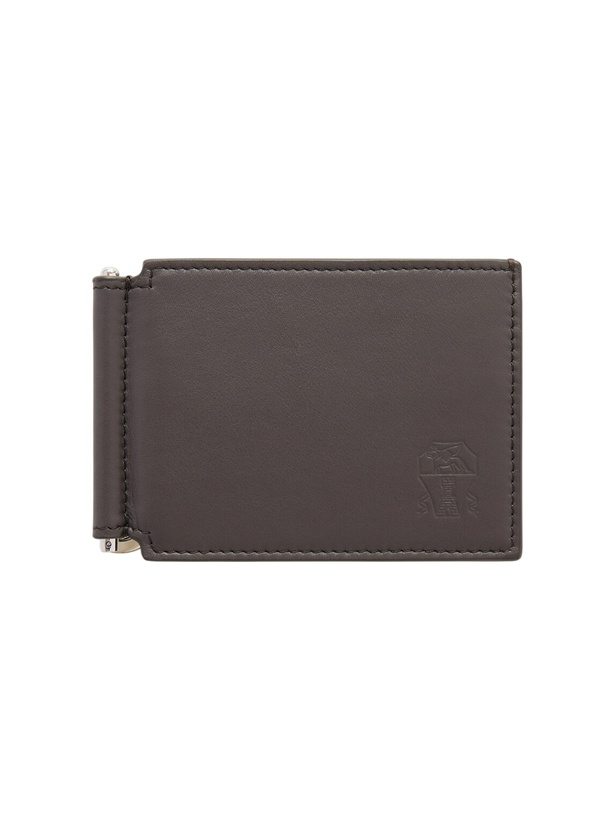 Photo: Brunello Cucinelli - Logo-Debossed Leather Billfold Wallet With Money Clip