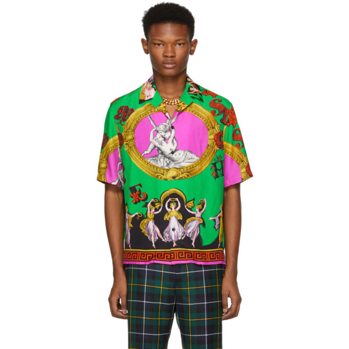 Photo: Versace Green Multi Statues Shirt