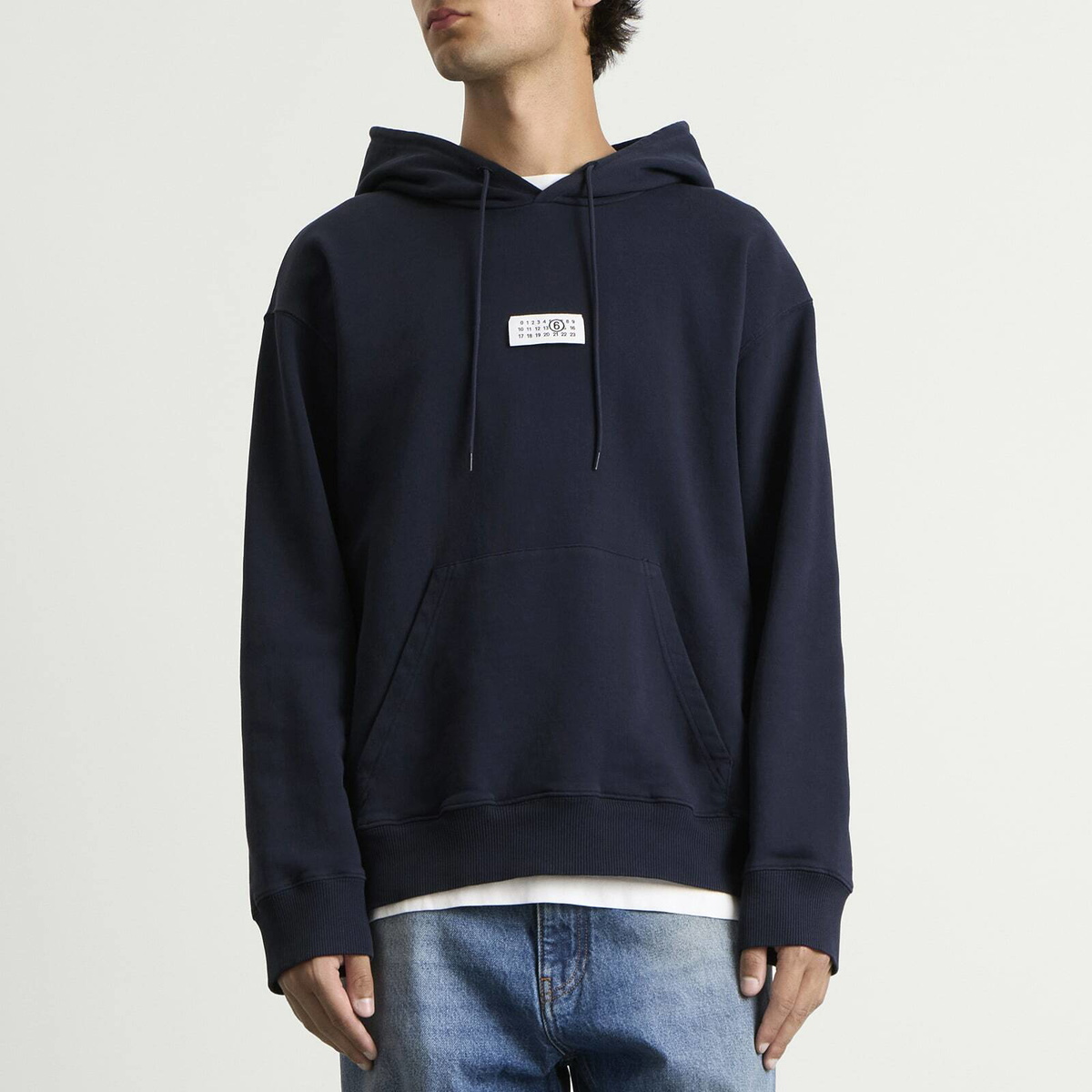 MM6 Maison Margiela Men's Logo Hoodie in Blue Navy