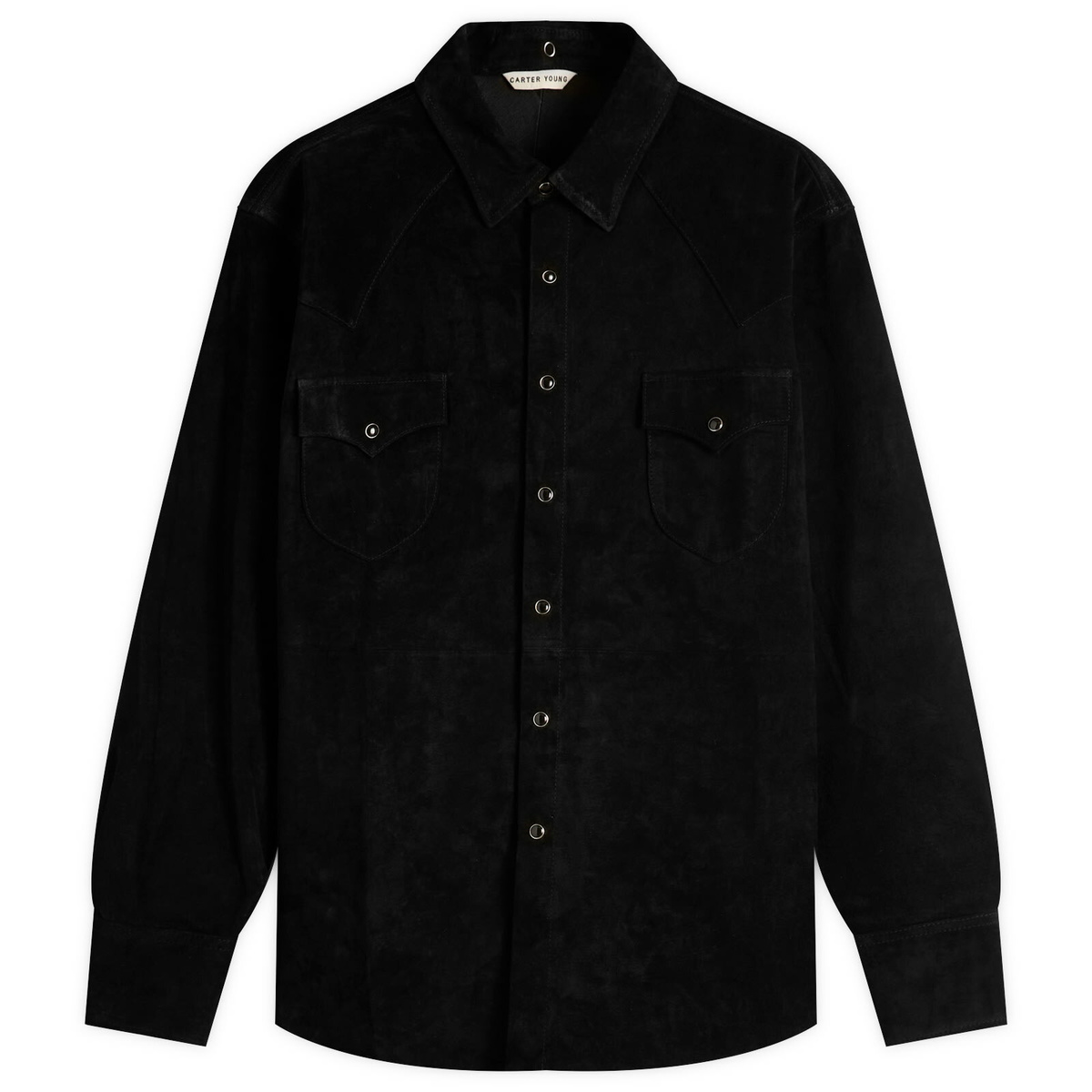 Carter Young Men's Suede Western Shirt in Black Sand