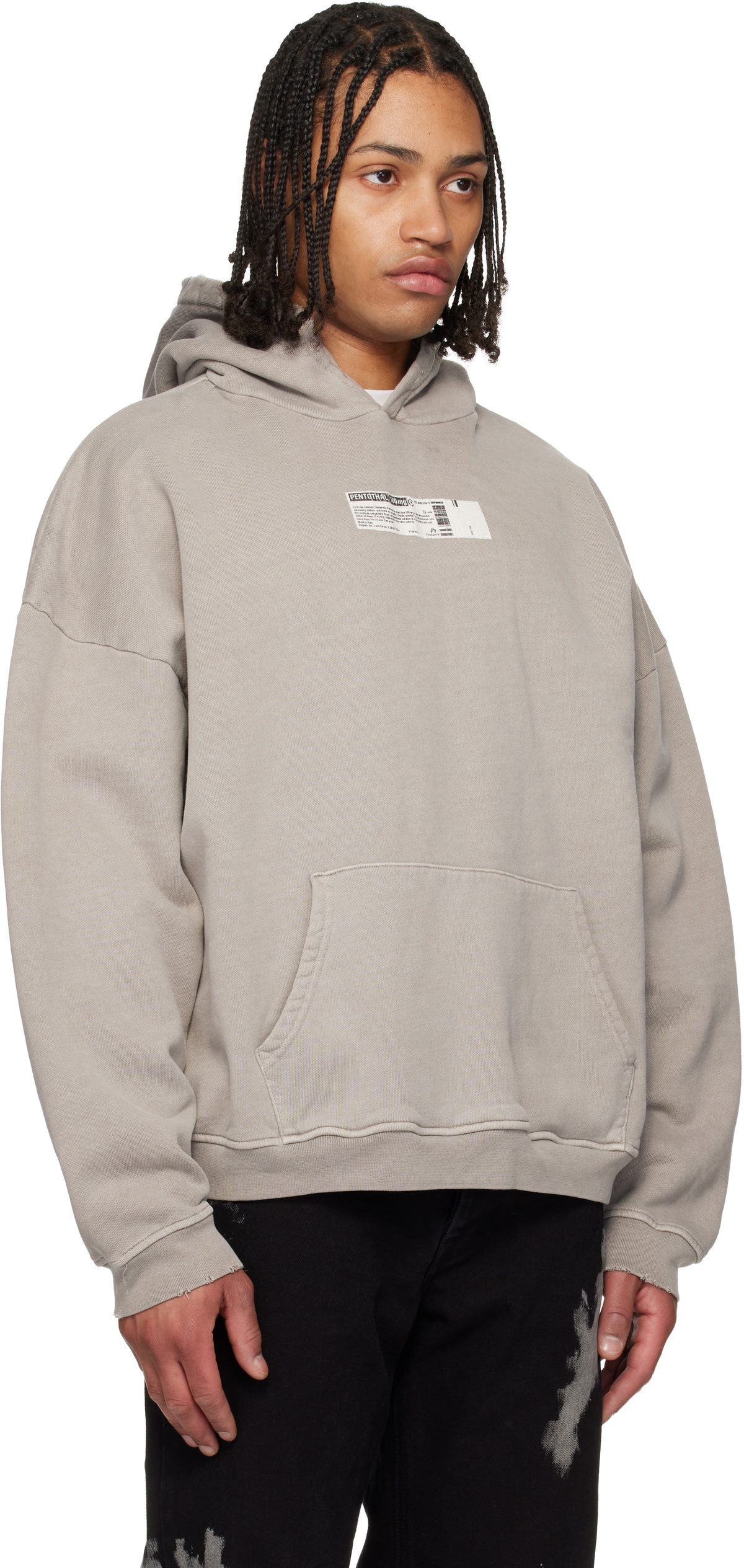 ALEXANDER DIGENOVA Gray 'Truth Serum' Shrunken Hoodie