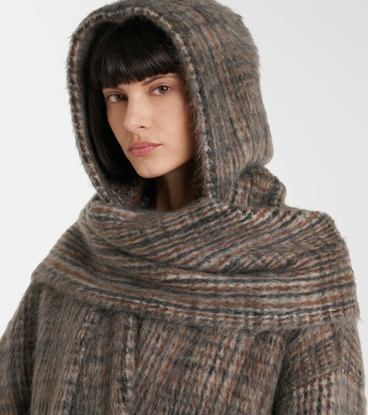 Brunello Cucinelli Checked mohair and wool-blend wrap coat