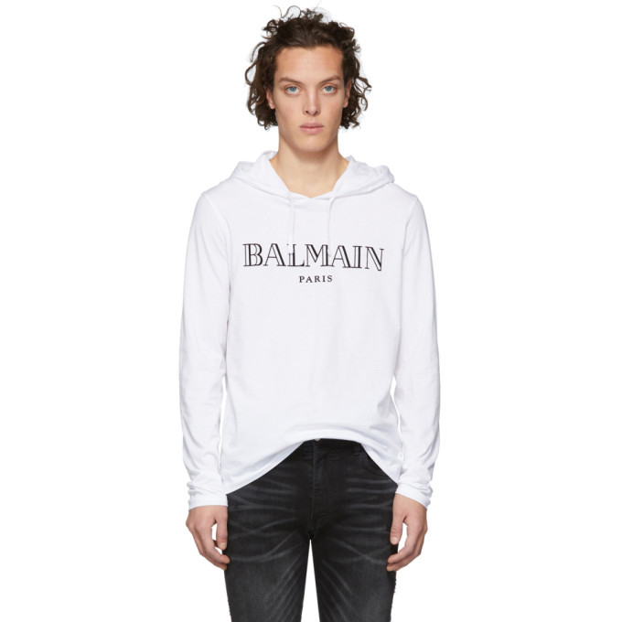 Photo: Balmain White Logo Hoodie