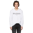 Balmain White Logo Hoodie