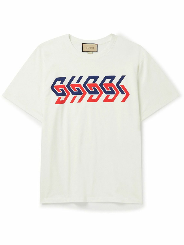 Photo: GUCCI - Logo-Print Cotton-Jersey T-Shirt - Neutrals