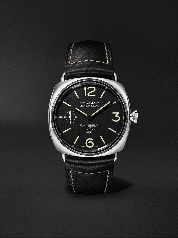 Photo: Panerai - Radiomir Black Seal Hand-Wound 45mm Stainless Steel and Leather Watch, Ref. No. PAM00754 NET60
