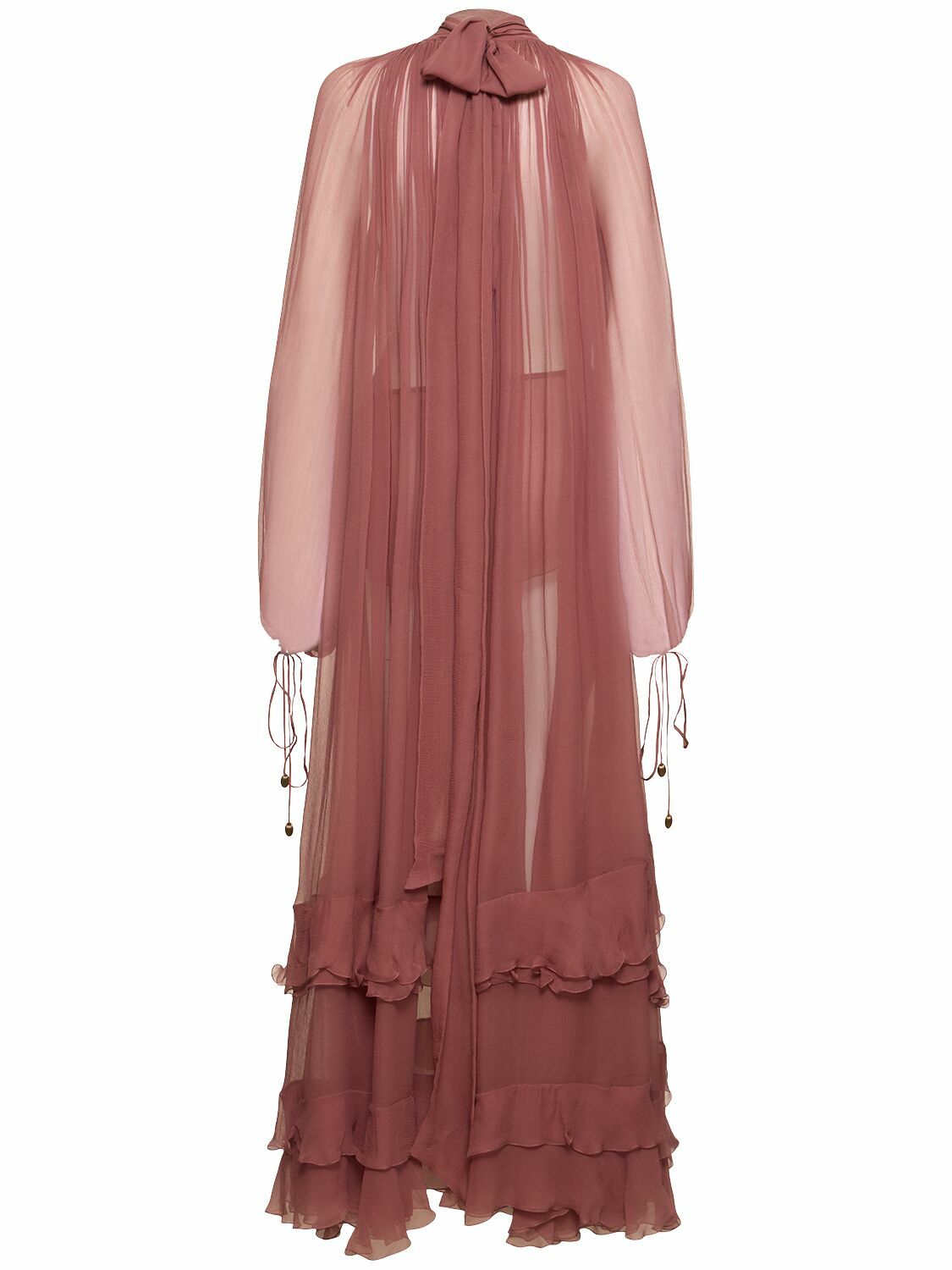 CHLOÉ Draped Silk Mousseline Long Dress