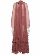 CHLOÉ Draped Silk Mousseline Long Dress