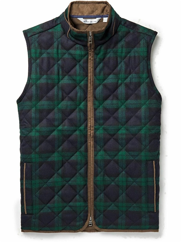 Photo: Peter Millar - Essex Quilted Checked Wool Gilet - Green