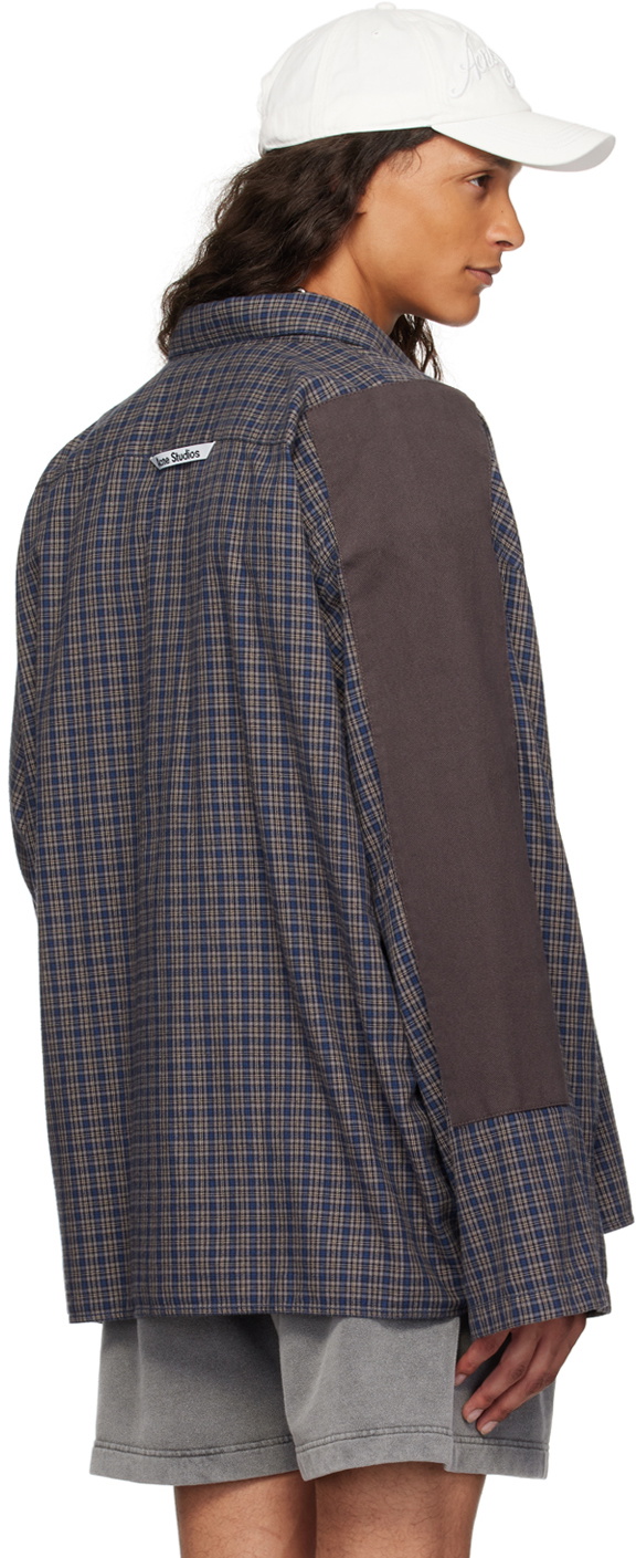 Acne Studios Brown & Blue Check Shirt Acne Studios