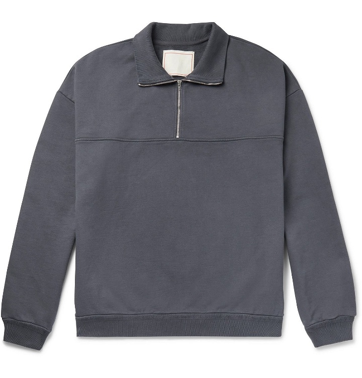 Photo: Jeanerica - Fleece-Back Organic Cotton-Jersey Half-Zip Sweatshirt - Gray