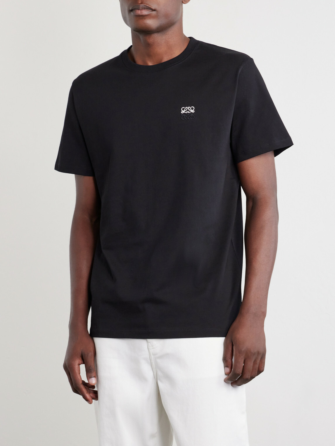 LOEWE - Anagram-Embroidered Cotton-Jersey T-Shirt - Black