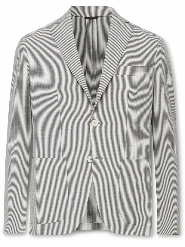 Photo: Loro Piana - Striped Virgin Wool-Blend Blazer - Blue