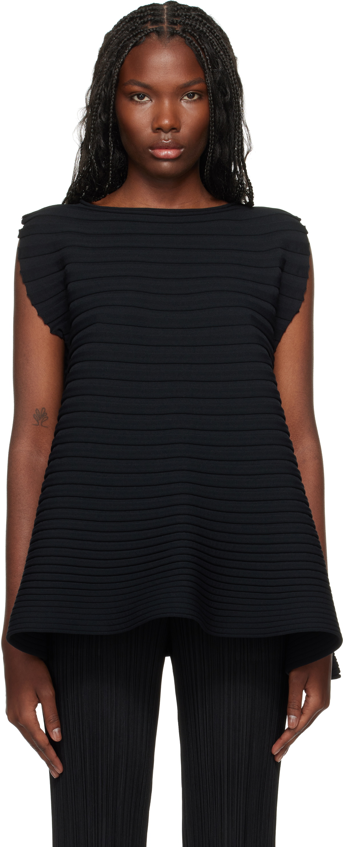 PLEATS PLEASE ISSEY MIYAKE Black Bounce Knit Top Pleats Please Issey Miyake