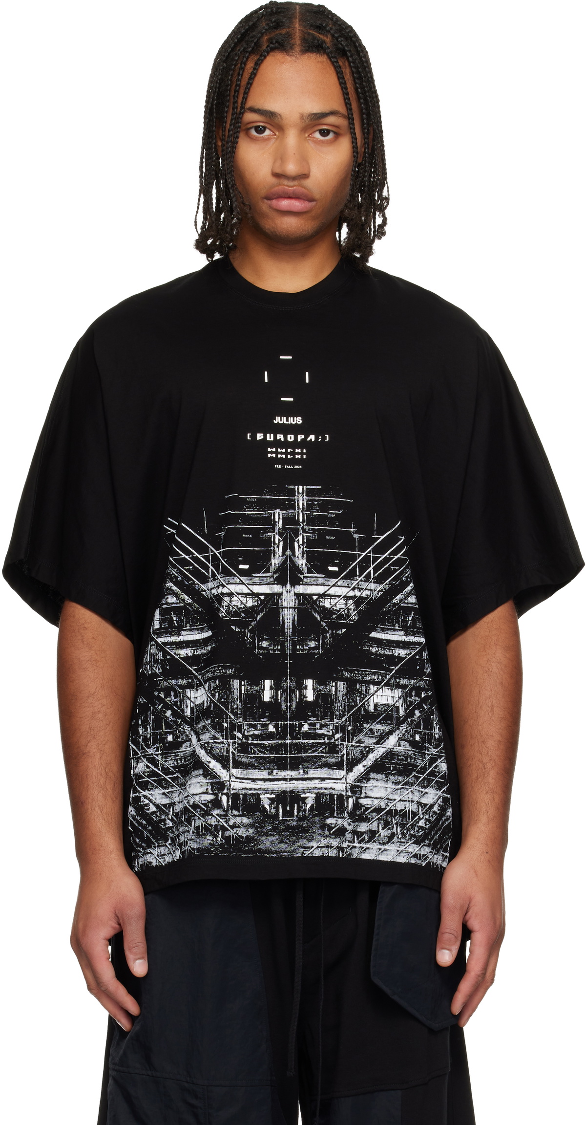 Julius Black Wide Neck Long Sleeve T-Shirt Julius