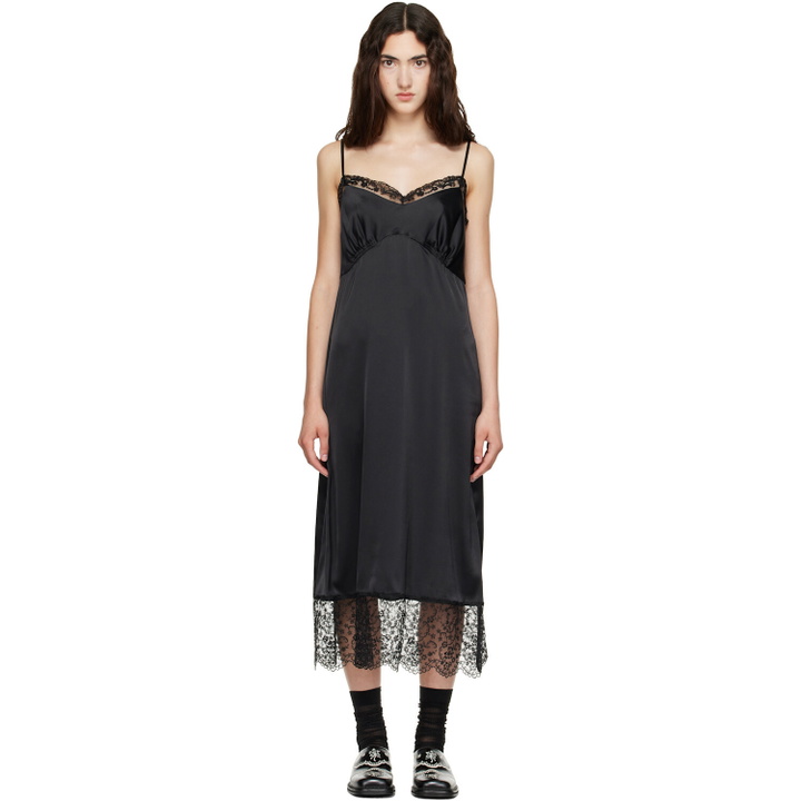 Photo: Simone Rocha Black Lace Trim Slip Midi Dress