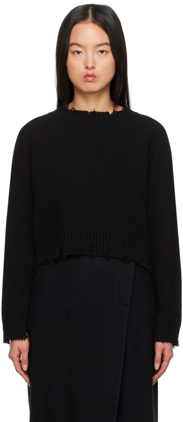 Youth Black Damaged Sweater
