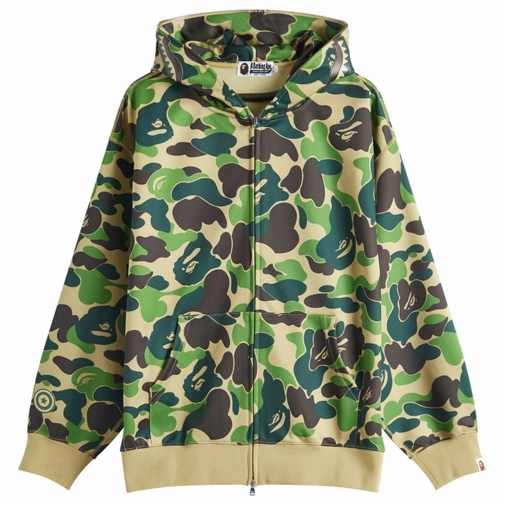 Photo: A Bathing Ape Men's Abc Camo Rayon Shark Full Zip Hoodie in Green