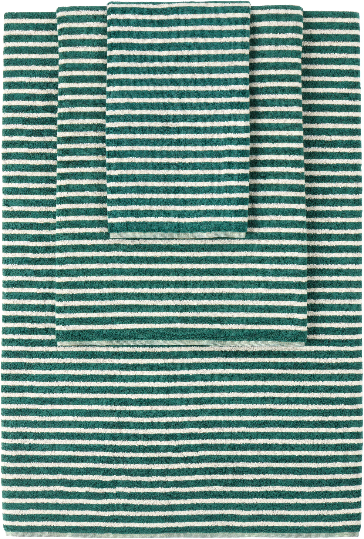 Tekla Green Striped Towel Set, 3 pcs