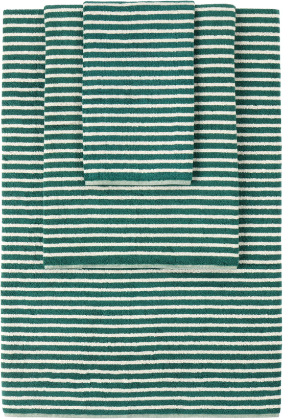 Photo: Tekla Green Striped Towel Set, 3 pcs