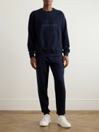Brunello Cucinelli - Logo-Embroidered Printed Cotton-Blend Jersey Sweatshirt - Blue