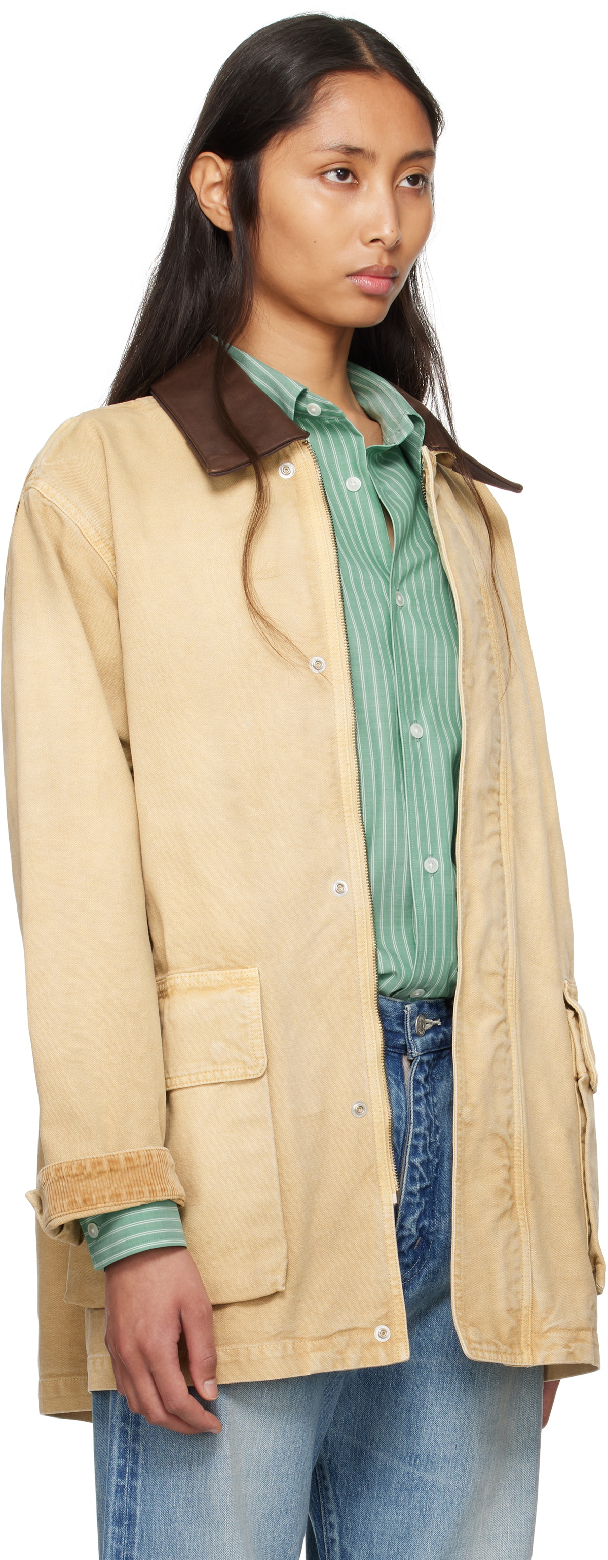 AURALEE Beige Organic Cotton Duck Jacket